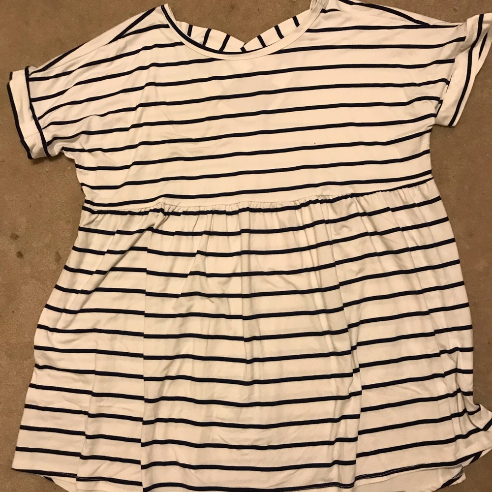Stripe peplum top with back detail